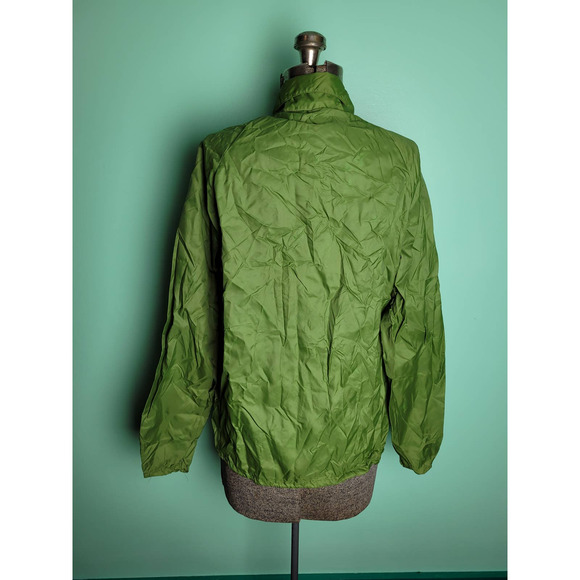Vintage 1970s Bill Atkinson Lightweight Nylon Windbreaker Rain Jacket Green 10 M - Picture 3 of 6